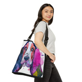 Basset Hound Art Adjustable Tote Bag with Zipper