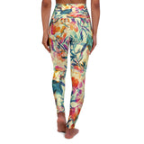 High Waisted Yoga Leggings Berries And Leaves