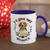 Beagle - I Love My Beagle Coffee Mug, White with Colored Inside and Handle