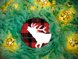 Plaid Stag - Ceramic Round Ornament