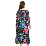 Women's Long Sleeve Dance Dress Midnight Floral