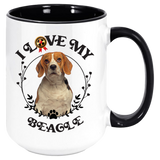 Beagle - I Love My Beagle Coffee Mug, White with Colored Inside and Handle