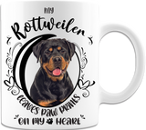 Rottweiler- My Rottweiler Leaves Paw Prints On My Heart White Coffee Mug