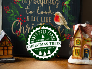 North Pole Farms - Ceramic Round Ornament