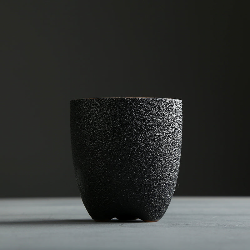 TANGPIN Black Crockery Ceramic Teacup  Wabi Sabi