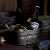 Farmhouse French Country Distressed Metal Storage Baskets For Rustic Kitchen Accents