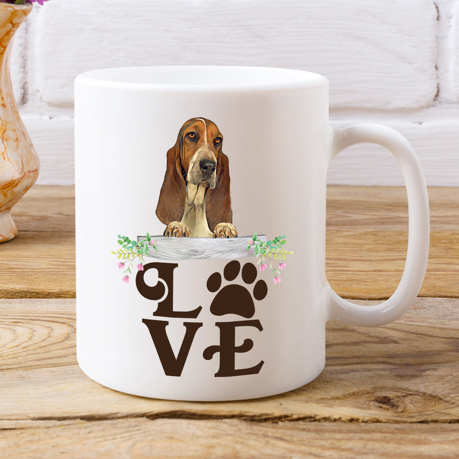 Basset- LOVE Basset Hound White Coffee Mug