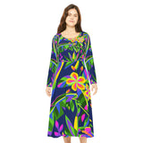 Women's Long Sleeve Dance Dress Tropical Night