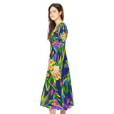 Women's Long Sleeve Dance Dress Tropical Night