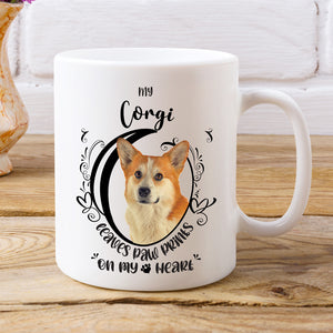 Corgi- My Corgi Leaves Paw Prints On My Heart White Coffee Mug
