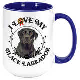 Black Labrador: I Love My Black Labrador Coffee Mug, White with Colored Inside and Handle