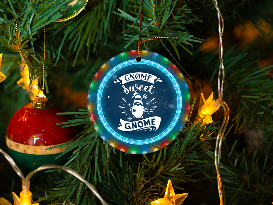 Gnome Sweet Gnome - Ceramic Round Ornament