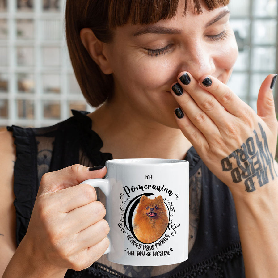 Pomeranian- My Pomeranian Leaves Paw Prints On My Heart White Coffee Mug