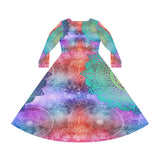 Women's Long Sleeve Dance Dress Mandalas Watercolor Custom Design