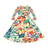 Women's Long Sleeve Dance Dress Berries and Leaves Watercolor Custom Design