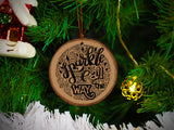 Sparkle All The Way - Wood Slice - Ceramic Round Ornament