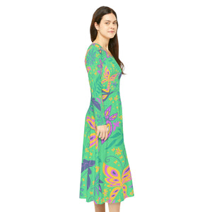 Women's Long Sleeve Dance Dress Butterfly Dance