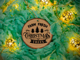 Farm Fresh Trees - Wood Slice - Ceramic Round Ornament