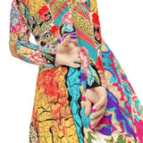 Women's Long Sleeve Dance Dress Colorful Collage Custom Design