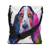 Basset Hound Art Adjustable Tote Bag with Zipper