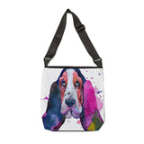 Basset Hound Art Adjustable Tote Bag with Zipper
