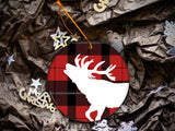 Plaid Stag - Ceramic Round Ornament