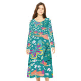Women's Long Sleeve Dance Dress Folk Art Custom Design