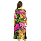 Women's Long Sleeve Dance Dress Hibiscus Floral