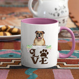 Bulldog- LOVE Bulldog  Coffee Mug Colored Inside and Handle