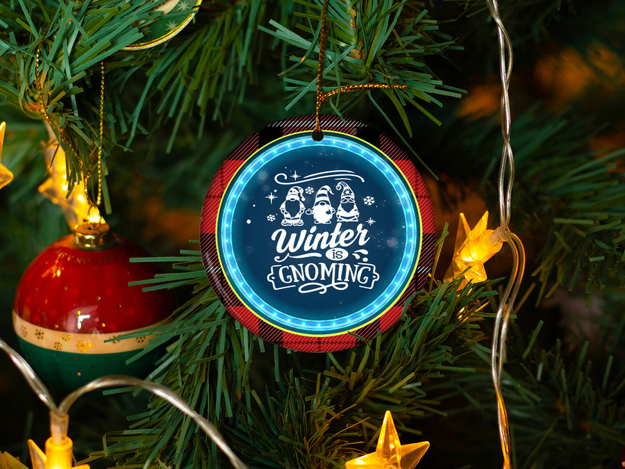 Winter Is Gnoming - Ceramic Round Ornament