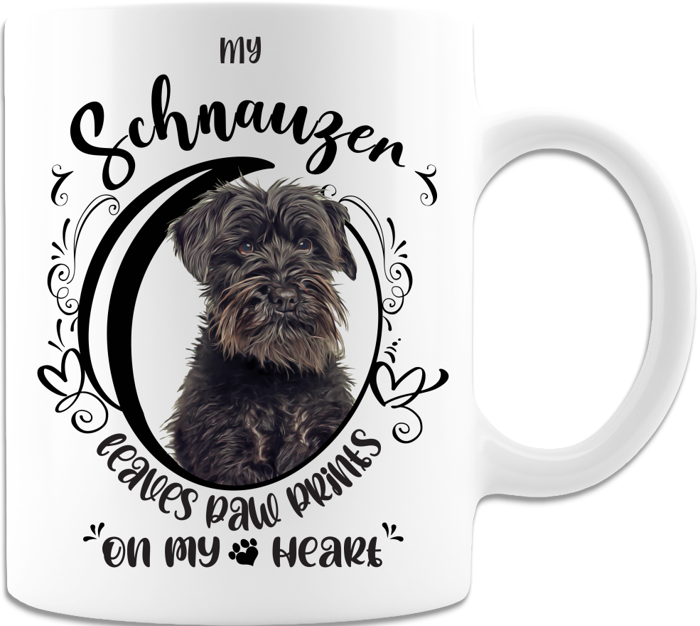 Schnauzer- My Schnauzer Leaves Paw Prints On My Heart White Coffee Mug