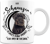 Schnauzer- My Schnauzer Leaves Paw Prints On My Heart White Coffee Mug