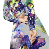 Women's Long Sleeve Dance Dress Exotic Flowers Watercolor Custom Design