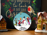 Retro Snowman - Ceramic Round Ornament