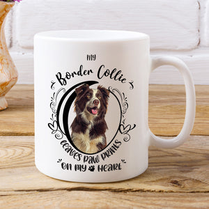 Border Collie- My Border Collie Leaves Paw Prints On My Heart White Coffee Mug