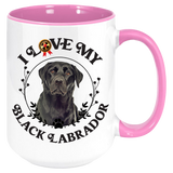 Black Labrador: I Love My Black Labrador Coffee Mug, White with Colored Inside and Handle