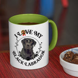 Black Labrador: I Love My Black Labrador Coffee Mug, White with Colored Inside and Handle