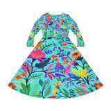 Passion For Flowers Women's Long Sleeve Dance Dress (AOP)