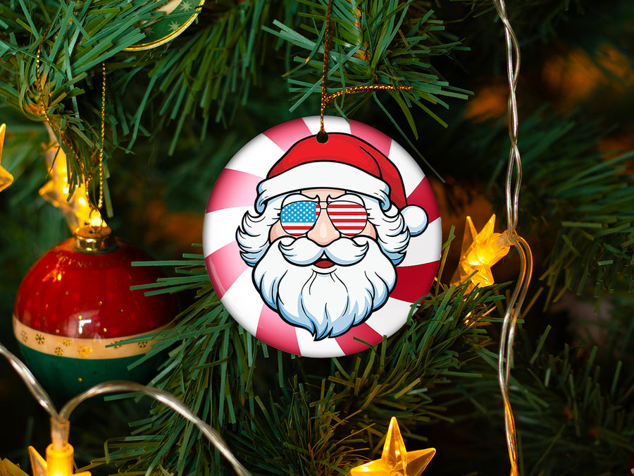 Santa - Ceramic Round Ornament