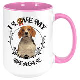 Beagle - I Love My Beagle Coffee Mug, White with Colored Inside and Handle