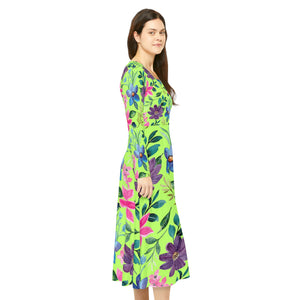 Women's Long Sleeve Dance Dress Folk Flowers