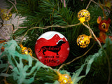 Dachshund Through The Snow - Ceramic Round Ornament