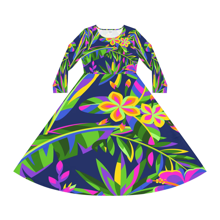 Women's Long Sleeve Dance Dress Tropical Night