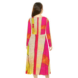 Women's Long Sleeve Dance Dress Color Blocks