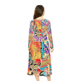 Women's Long Sleeve Dance Dress Colorful Collage Custom Design