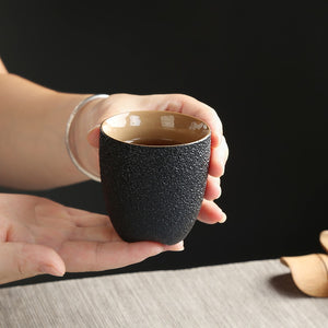 TANGPIN Black Crockery Ceramic Teacup  Wabi Sabi