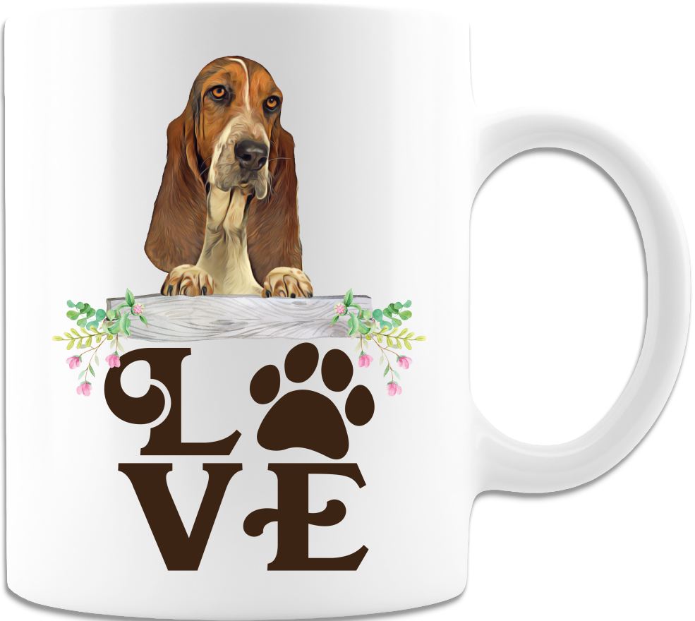 Basset- LOVE Basset Hound White Coffee Mug
