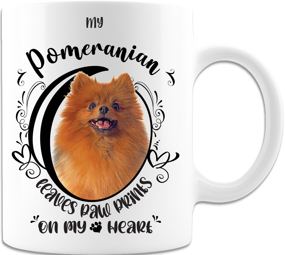 Pomeranian- My Pomeranian Leaves Paw Prints On My Heart White Coffee Mug