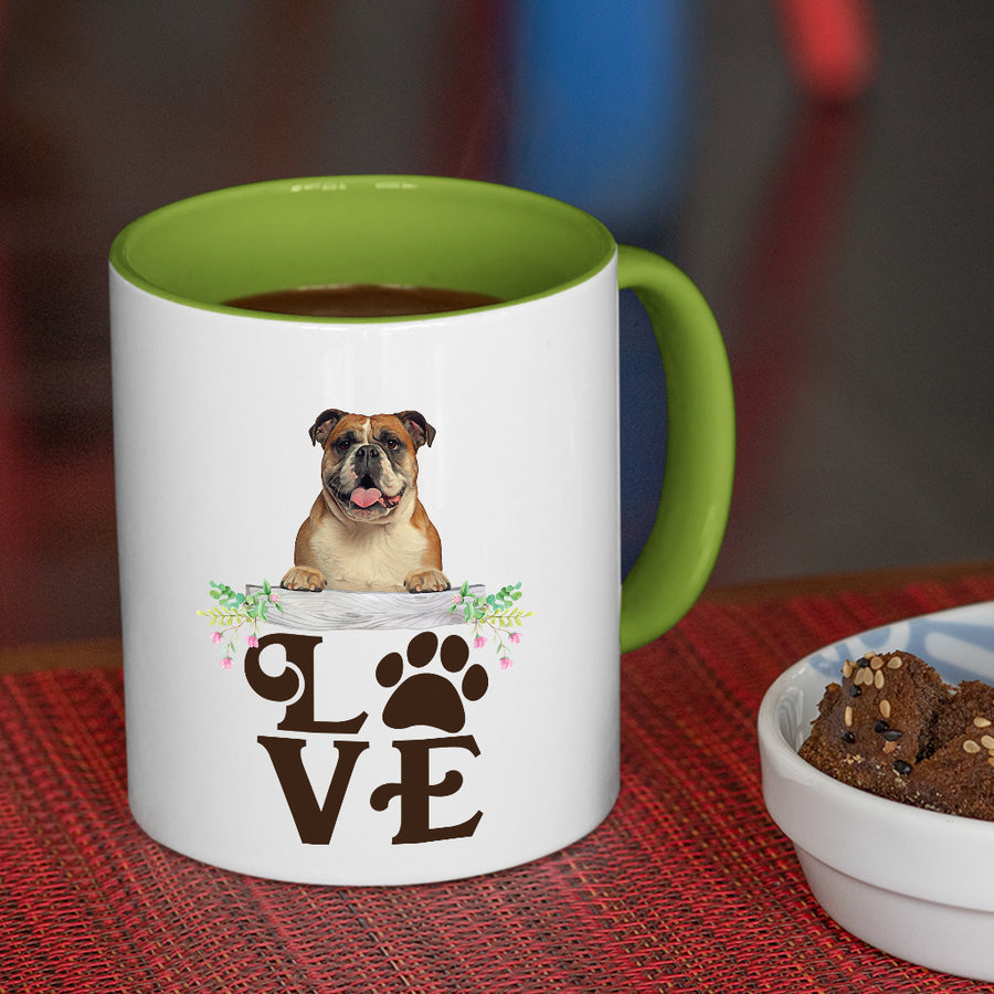 Bulldog- LOVE Bulldog  Coffee Mug Colored Inside and Handle