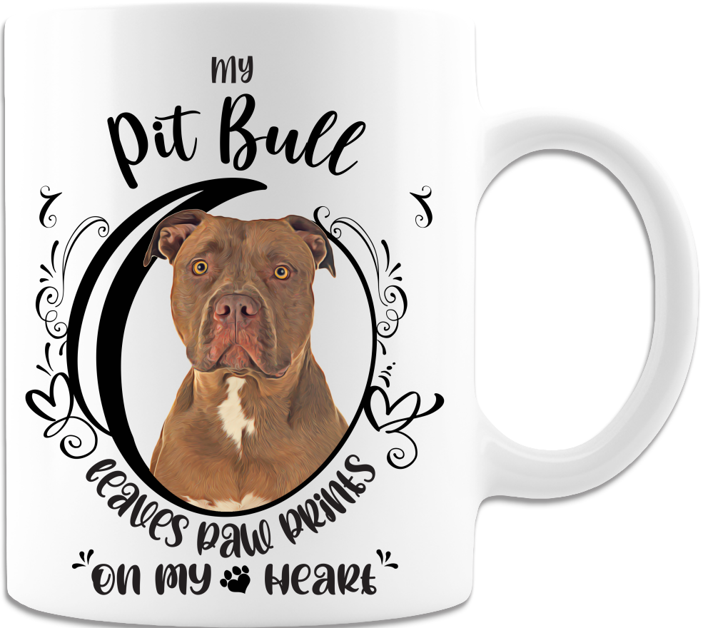 Pit Bull- My Pit Bull Leaves Paw Prints On My Heart White Coffee Mug